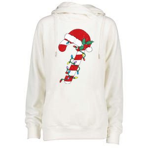 Cute Christmas Candy Cane Santa Hat Xmas Gift Womens Funnel Neck Pullover Hood