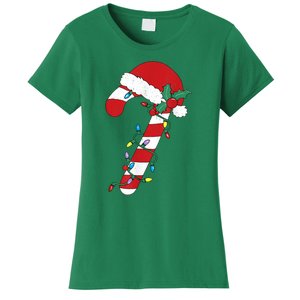 Cute Christmas Candy Cane Santa Hat Xmas Gift Women's T-Shirt