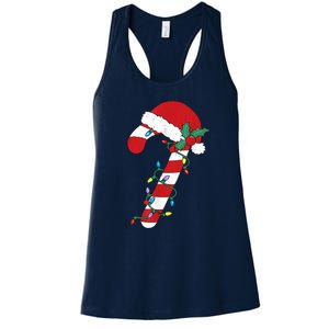 Cute Christmas Candy Cane Santa Hat Xmas Gift Women's Racerback Tank