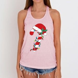 Cute Christmas Candy Cane Santa Hat Xmas Gift Women's Knotted Racerback Tank