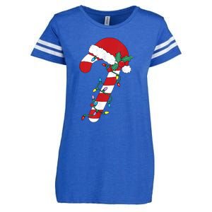 Cute Christmas Candy Cane Santa Hat Xmas Gift Enza Ladies Jersey Football T-Shirt