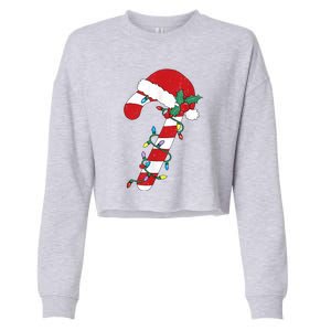 Cute Christmas Candy Cane Santa Hat Xmas Gift Cropped Pullover Crew