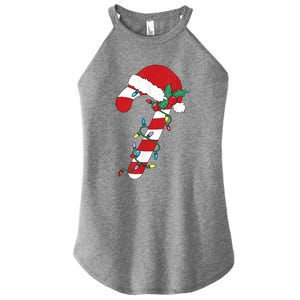 Cute Christmas Candy Cane Santa Hat Xmas Gift Women's Perfect Tri Rocker Tank