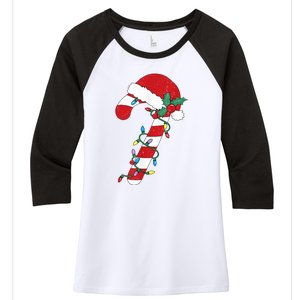 Cute Christmas Candy Cane Santa Hat Xmas Gift Women's Tri-Blend 3/4-Sleeve Raglan Shirt