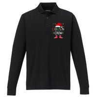 Cousin crew Christmas family squad Naughty matching santa Performance Long Sleeve Polo