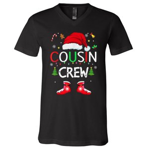 Cousin crew Christmas family squad Naughty matching santa V-Neck T-Shirt