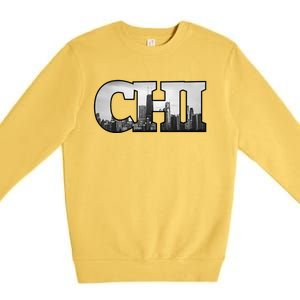 Chi Chicago City Skyline Of Downtown Chicago Illinois Premium Crewneck Sweatshirt