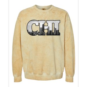 Chi Chicago City Skyline Of Downtown Chicago Illinois Colorblast Crewneck Sweatshirt