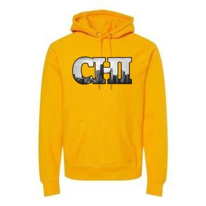 Chi Chicago City Skyline Of Downtown Chicago Illinois Premium Hoodie