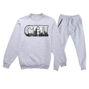 Chi Chicago City Skyline Of Downtown Chicago Illinois Premium Crewneck Sweatsuit Set