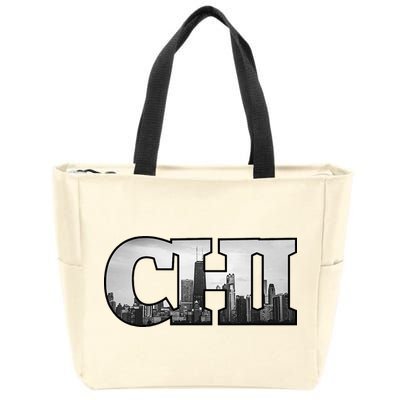 Chi Chicago City Skyline Of Downtown Chicago Illinois Zip Tote Bag