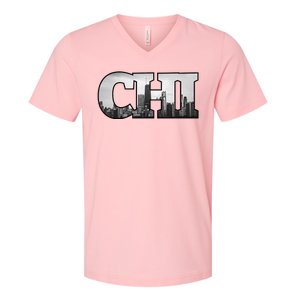 Chi Chicago City Skyline Of Downtown Chicago Illinois V-Neck T-Shirt