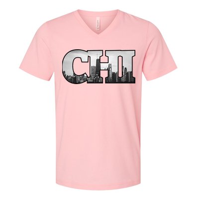 Chi Chicago City Skyline Of Downtown Chicago Illinois V-Neck T-Shirt
