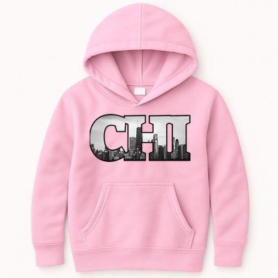 Chi Chicago City Skyline Of Downtown Chicago Illinois Kids Hoodie