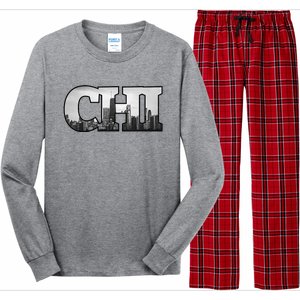 Chi Chicago City Skyline Of Downtown Chicago Illinois Long Sleeve Pajama Set