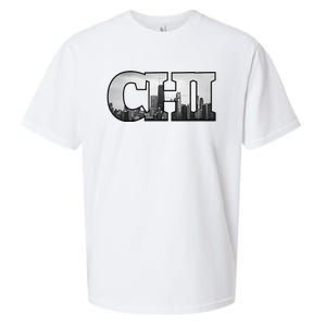 Chi Chicago City Skyline Of Downtown Chicago Illinois Sueded Cloud Jersey T-Shirt