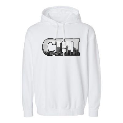 Chi Chicago City Skyline Of Downtown Chicago Illinois Garment-Dyed Fleece Hoodie