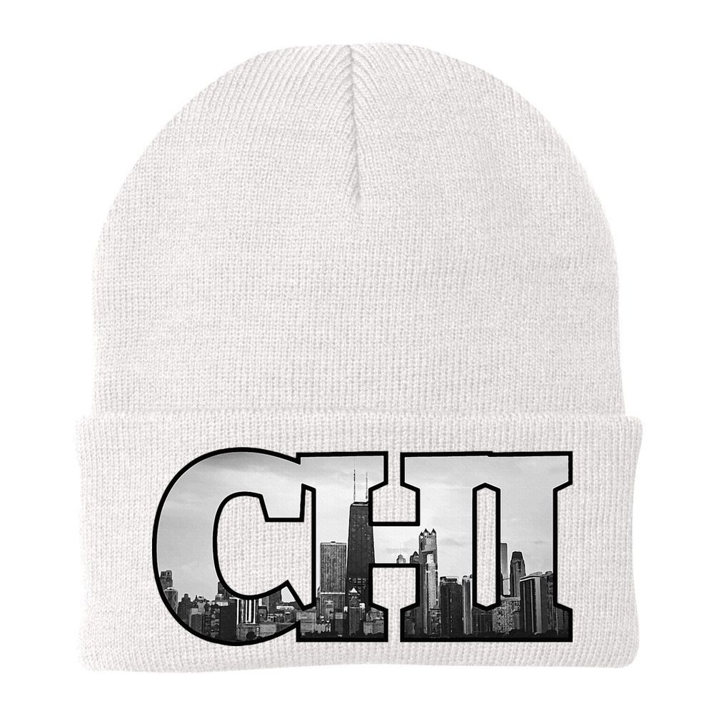 Chi Chicago City Skyline Of Downtown Chicago Illinois Beanie