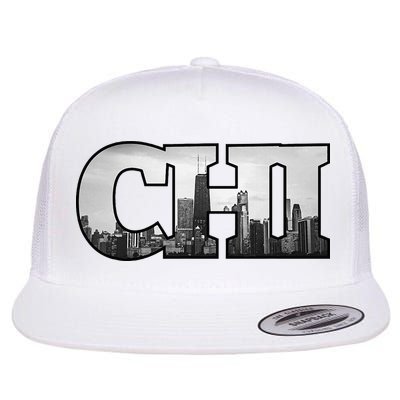 Chi Chicago City Skyline Of Downtown Chicago Illinois Flatbill Hat