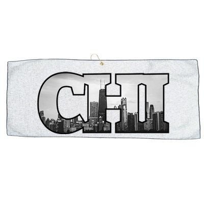 Chi Chicago City Skyline Of Downtown Chicago Illinois Large Microfiber Waffle Golf Towel