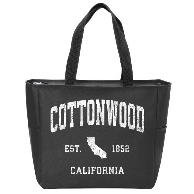 Cottonwood California Ca Vintage Athletic Zip Tote Bag