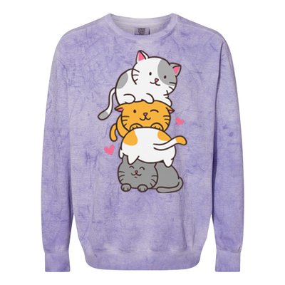 Cat Cats Cute Kitty Pile Anime Kawaii Neko Colorblast Crewneck Sweatshirt