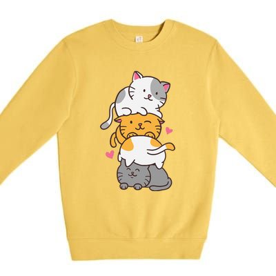 Cat Cats Cute Kitty Pile Anime Kawaii Neko Premium Crewneck Sweatshirt