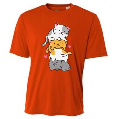 Cat Cats Cute Kitty Pile Anime Kawaii Neko Cooling Performance Crew T-Shirt