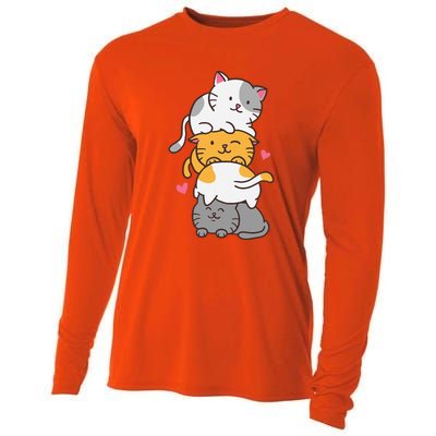 Cat Cats Cute Kitty Pile Anime Kawaii Neko Cooling Performance Long Sleeve Crew