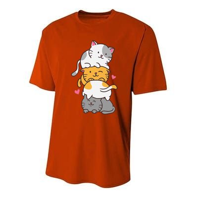 Cat Cats Cute Kitty Pile Anime Kawaii Neko Performance Sprint T-Shirt