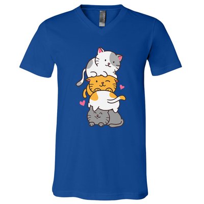 Cat Cats Cute Kitty Pile Anime Kawaii Neko V-Neck T-Shirt