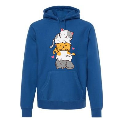 Cat Cats Cute Kitty Pile Anime Kawaii Neko Premium Hoodie