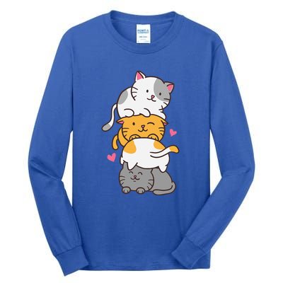 Cat Cats Cute Kitty Pile Anime Kawaii Neko Tall Long Sleeve T-Shirt