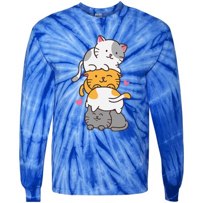 Cat Cats Cute Kitty Pile Anime Kawaii Neko Tie-Dye Long Sleeve Shirt