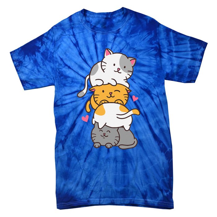 Cat Cats Cute Kitty Pile Anime Kawaii Neko Tie-Dye T-Shirt