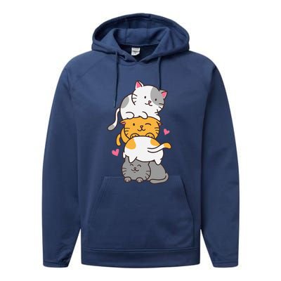 Cat Cats Cute Kitty Pile Anime Kawaii Neko Performance Fleece Hoodie