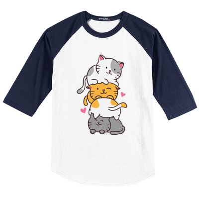 Cat Cats Cute Kitty Pile Anime Kawaii Neko Baseball Sleeve Shirt