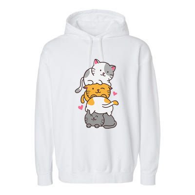 Cat Cats Cute Kitty Pile Anime Kawaii Neko Garment-Dyed Fleece Hoodie