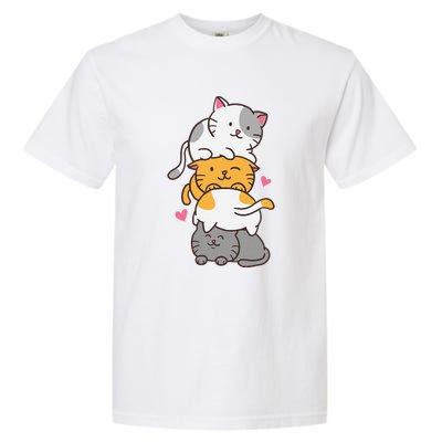 Cat Cats Cute Kitty Pile Anime Kawaii Neko Garment-Dyed Heavyweight T-Shirt