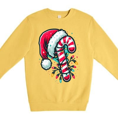 Candy Cane Crew Christmas Lights Family Matching Xmas  Premium Crewneck Sweatshirt