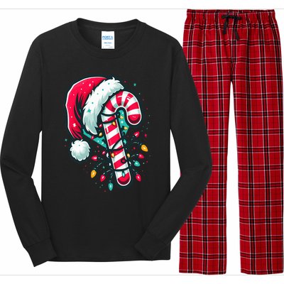 Candy Cane Crew Christmas Lights Family Matching Xmas  Long Sleeve Pajama Set