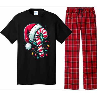 Candy Cane Crew Christmas Lights Family Matching Xmas  Pajama Set