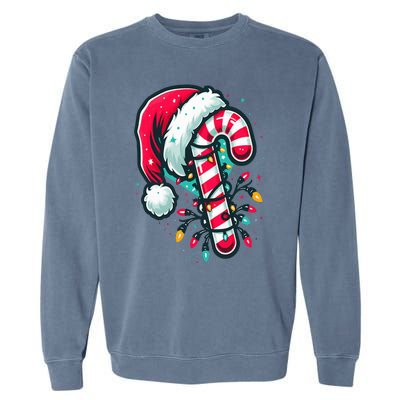 Candy Cane Crew Christmas Lights Family Matching Xmas  Garment-Dyed Sweatshirt