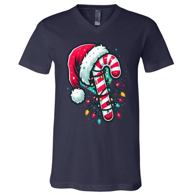 Candy Cane Crew Christmas Lights Family Matching Xmas  V-Neck T-Shirt