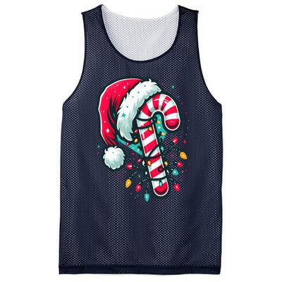 Candy Cane Crew Christmas Lights Family Matching Xmas  Mesh Reversible Basketball Jersey Tank