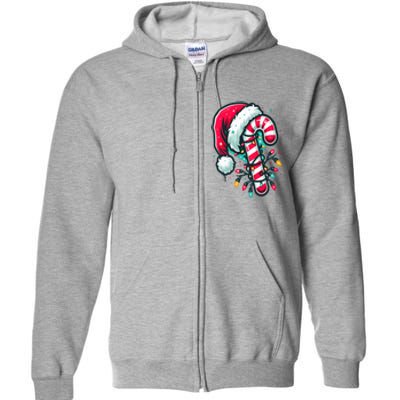 Candy Cane Crew Christmas Lights Family Matching Xmas  Full Zip Hoodie