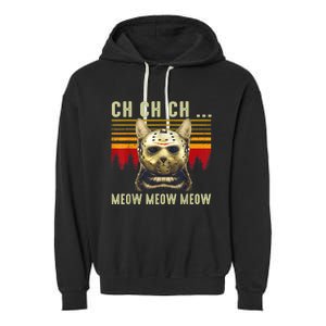 Ch Ch Ch Meow Meow Scary Friday Costume Halloween Cat Garment-Dyed Fleece Hoodie