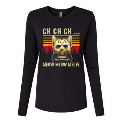 Ch Ch Ch Meow Meow Scary Friday Costume Halloween Cat Womens Cotton Relaxed Long Sleeve T-Shirt