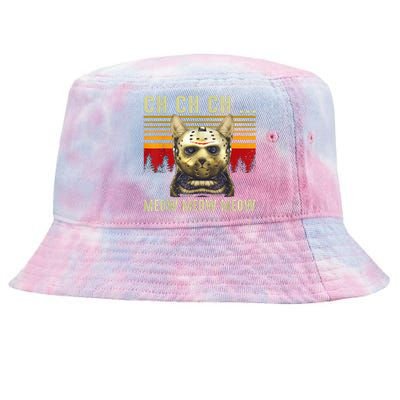 Ch Ch Ch Meow Meow Scary Friday Costume Halloween Cat Tie-Dyed Bucket Hat