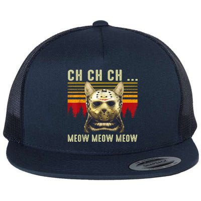 Ch Ch Ch Meow Meow Scary Friday Costume Halloween Cat Flat Bill Trucker Hat